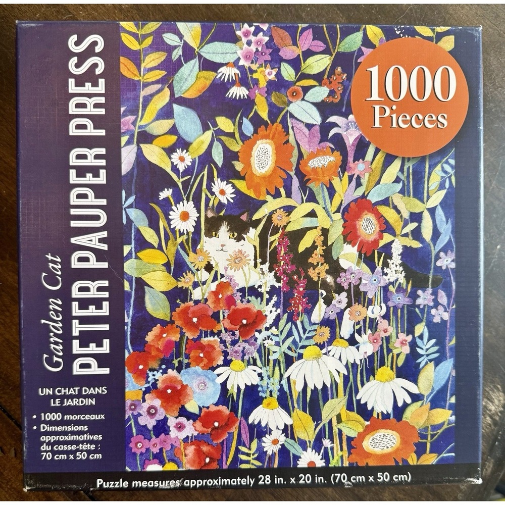 GARDEN CAT  Floral 1,000 PIECE JIGSAW PUZZLE By Inc. Peter Pauper Press 2019